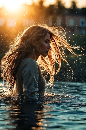 日暮黄昏泳池美女湿身诱惑写真图片